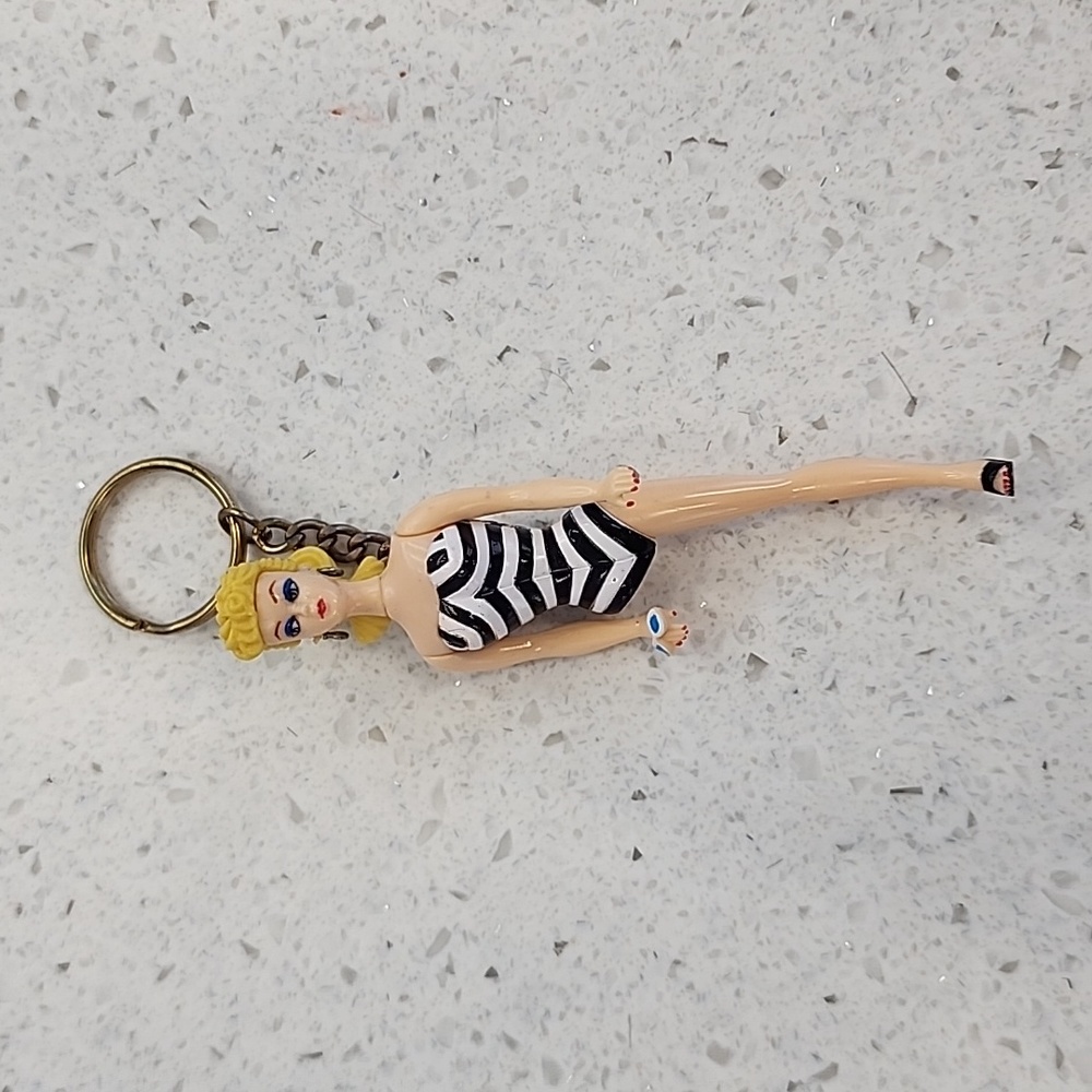 VINTAGE BARBIE SWIMSUIT KEYCHAIN 4" BLONDE 1959 PONYTAIL BARBIE